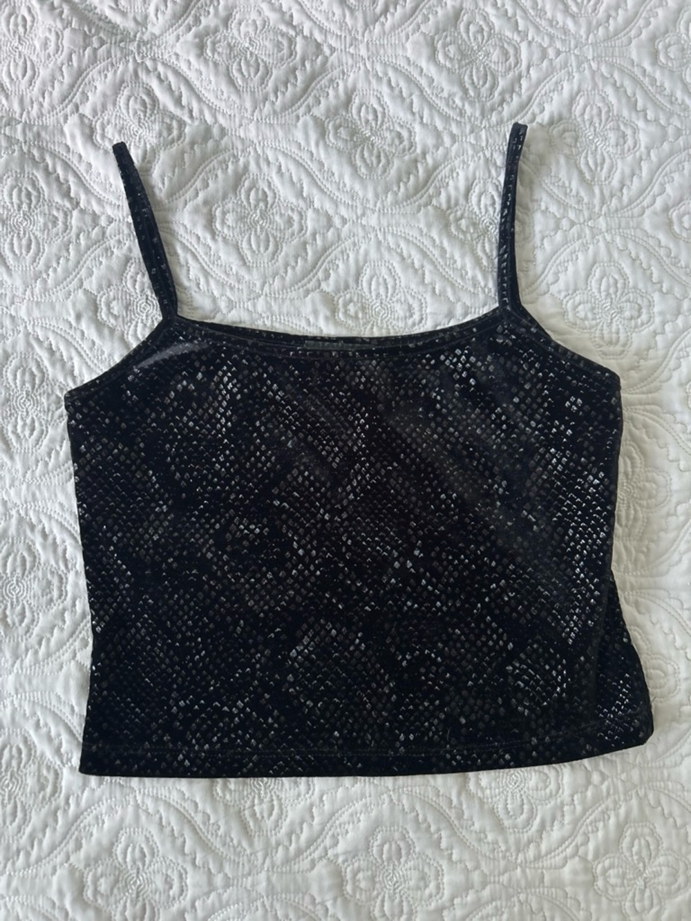 Malibu Black Velvet Snakeskin Tank Top